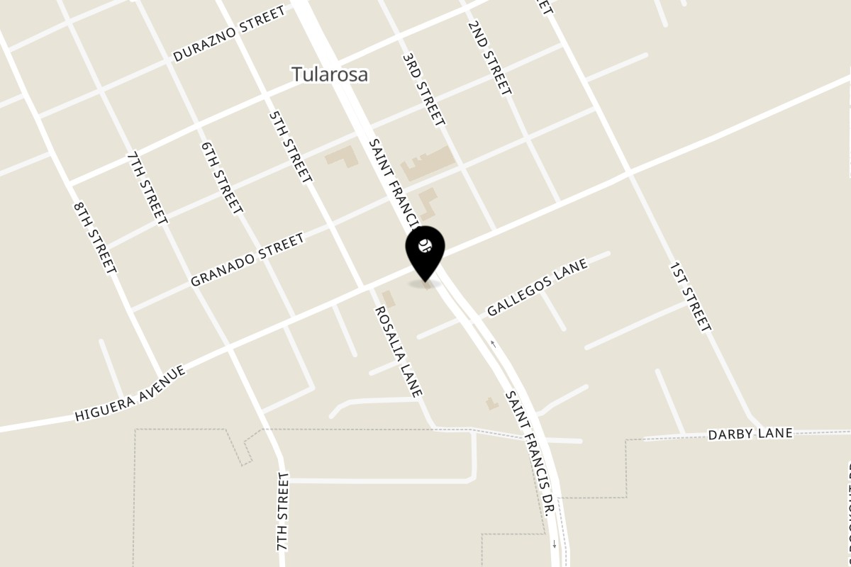 Map showing the location of Tulie Freeze St Francis Dr on 419 St Francis Dr in Tularosa